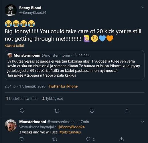 Movavi ScreenShot 016 - Benny Blood Twitterissä_ 😂😂😂😂 Big Jonny!!!!!! You could take ca - twitter.com