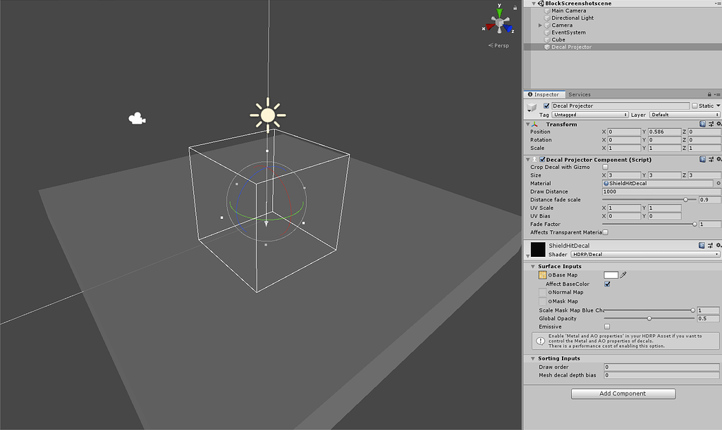 Unity 2019 Decal projector, Not rendering at all (screenshot included