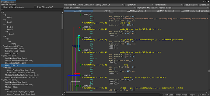 An image from the Unity Burst Inspector