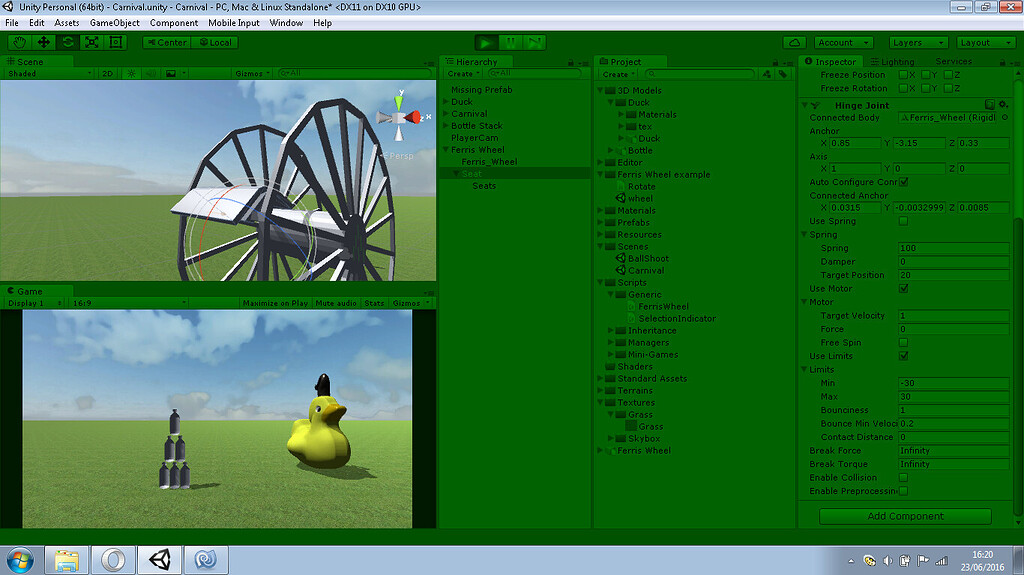 Ferris Wheel Hinge Joint Unity Engine Unity Discussions