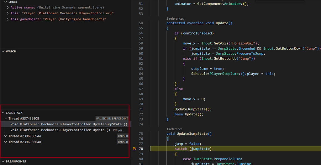 Trying to figure out why my callstack in VS Code is missing frames