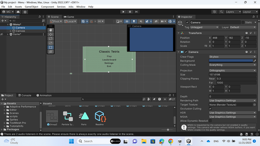 Blue camera screen in scene view - Unity Engine - Unity Discussions