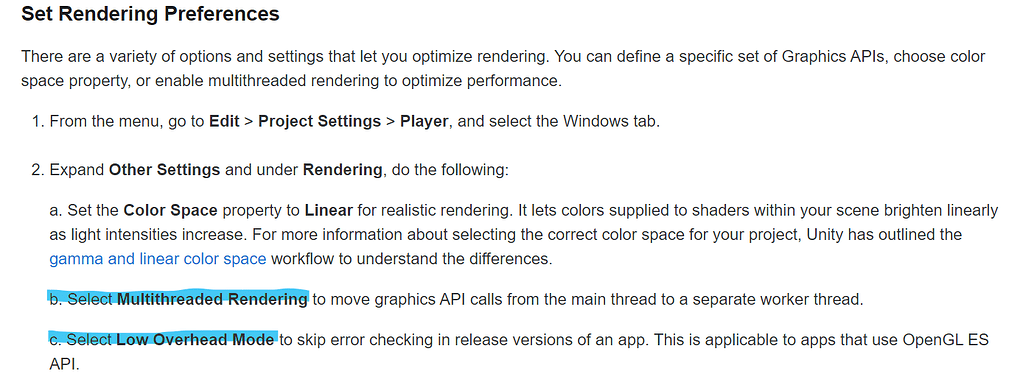 Multithreaded Rendering&Low Overhead Mode missing in Project setting ...
