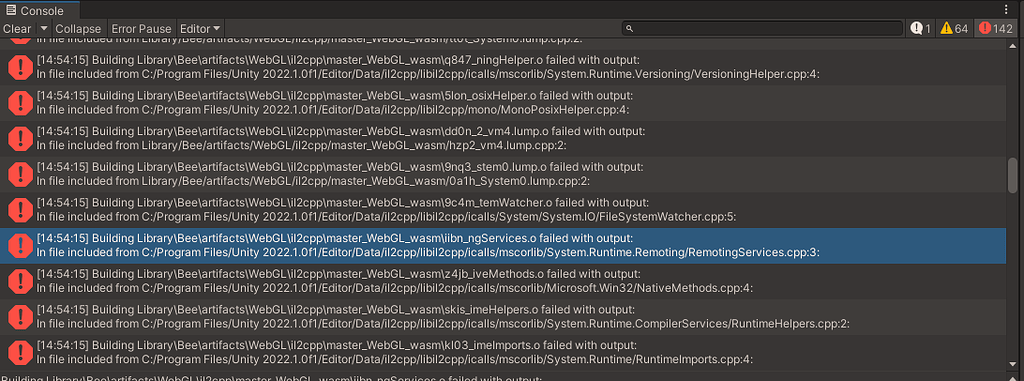 Building WebGl fails with 70 wierd errors - Unity Engine - Unity ...