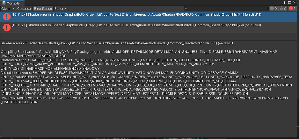 Error in shader to package Book Of The Dead Environment - Unity Engine ...