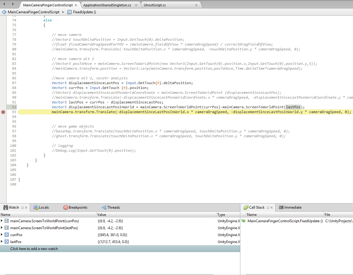 ScreenToWorldPoint produces two identical output for different input