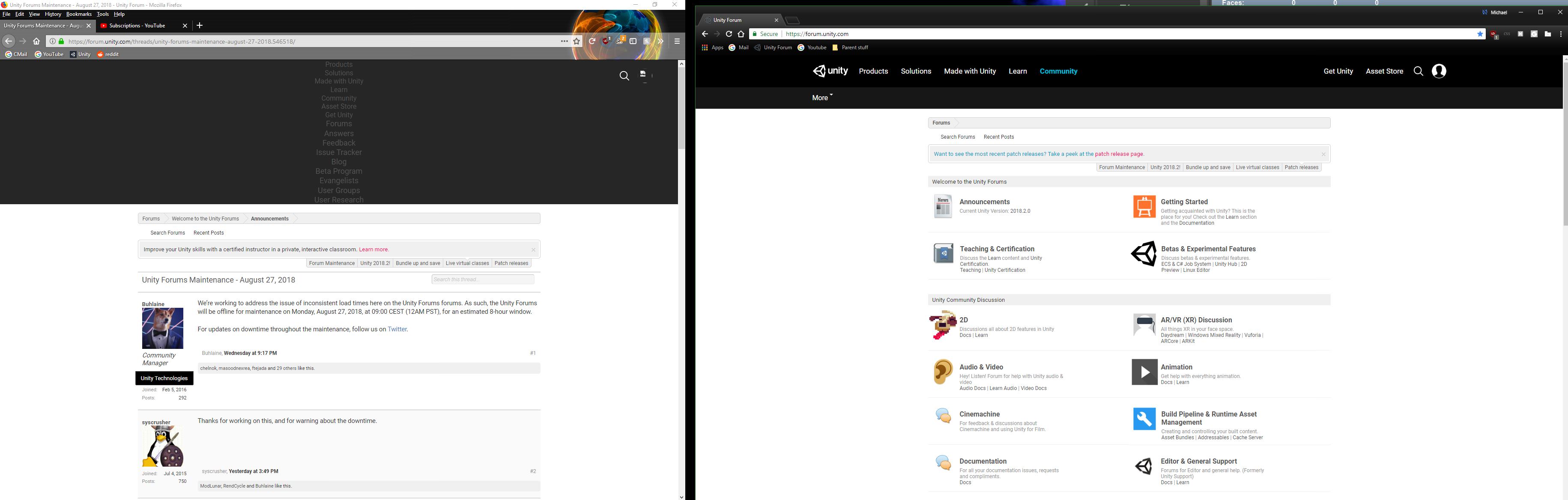 Unity Forums Maintenance - August 27, 2018 - News & General Discussion ...