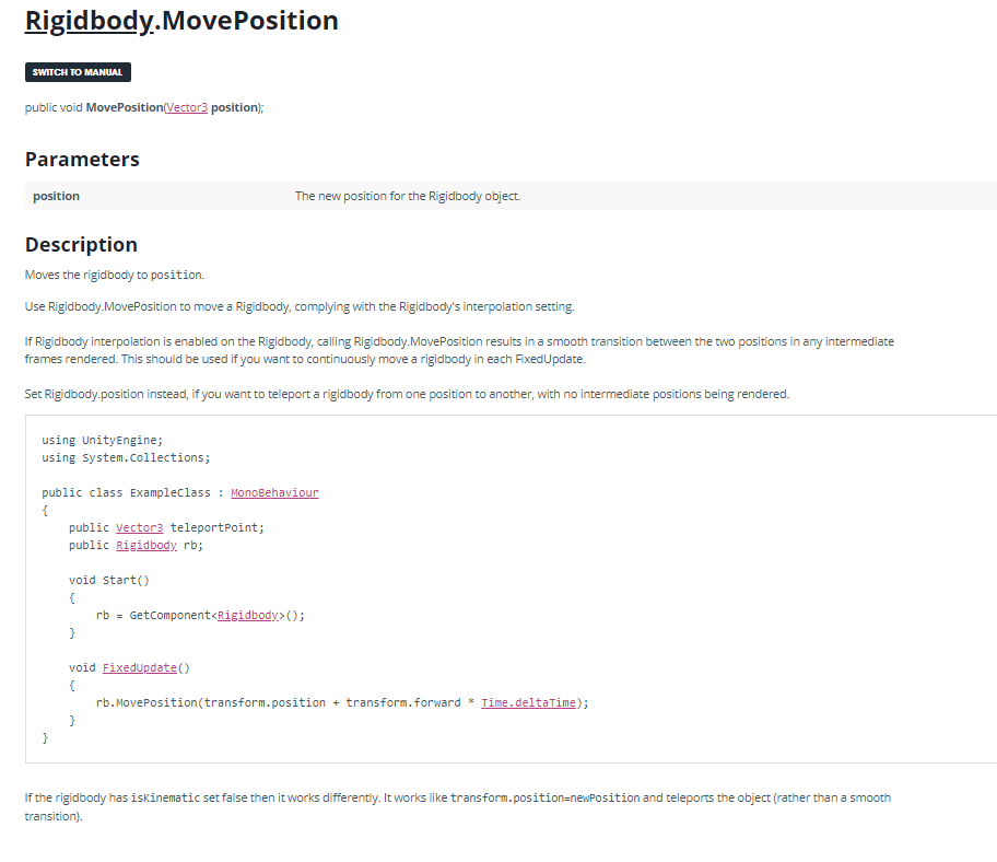Documentation example error rigidbody moveposition web resources