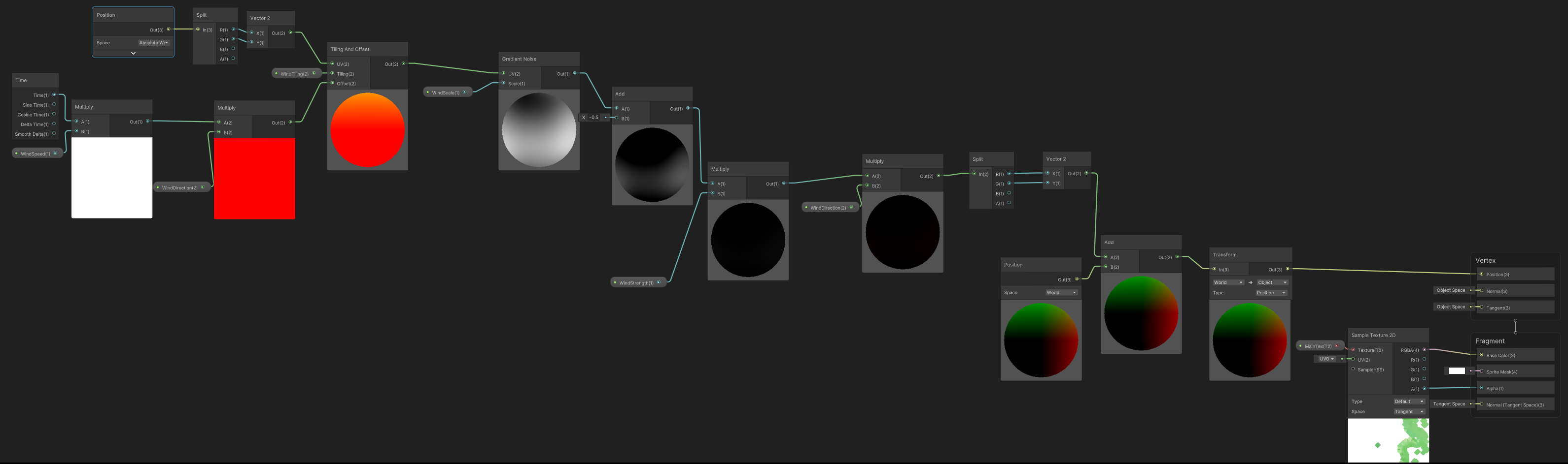 how to adjust this wind shader for tiles in world space? - Unity Engine ...