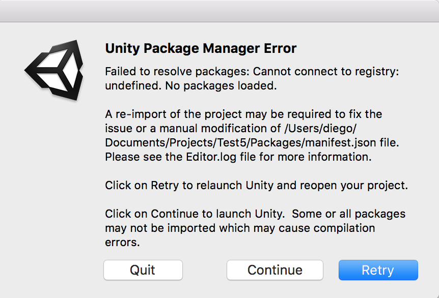 Unity Package Manager Error (Cannot connect to registry) on Unity 2018. ...