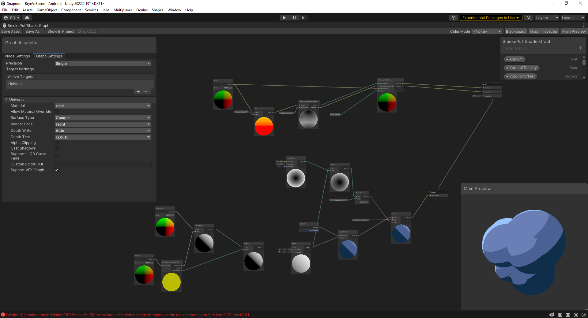 Problems using shader graph in VFX graph in URP (no vertex shader ...