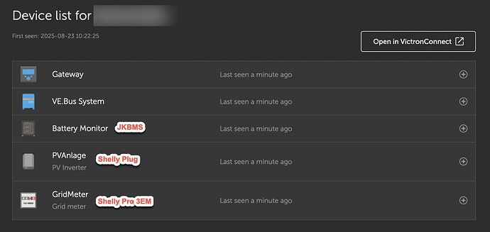 Victron Multiplus DESS - Report Problems_DeviceList