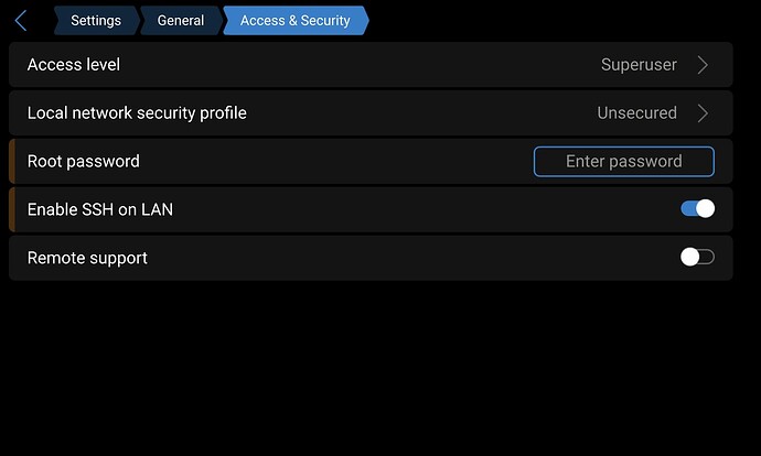 GUI-V2 Access & Security Screen