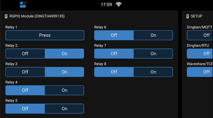 RemoteGPIO with dingtian 8 relays module